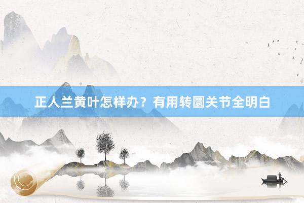 正人兰黄叶怎样办？有用转圜关节全明白